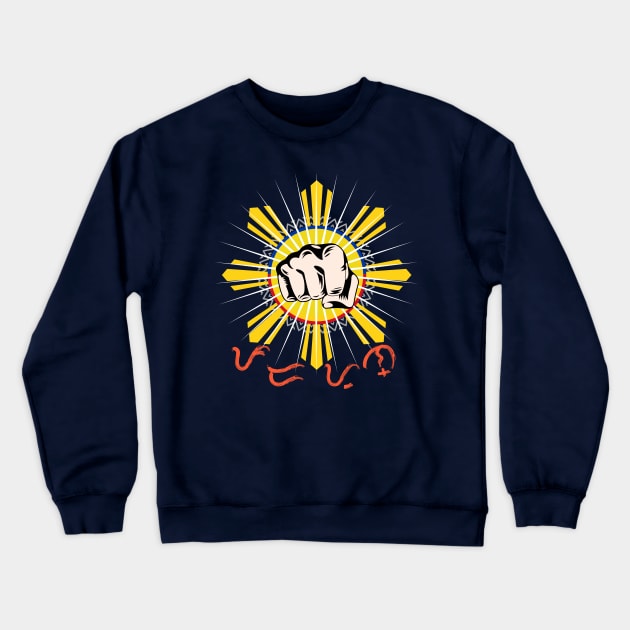 Phil.Sun Fist / Baybayin word Padayon (to continue) Crewneck Sweatshirt by Pirma Pinas